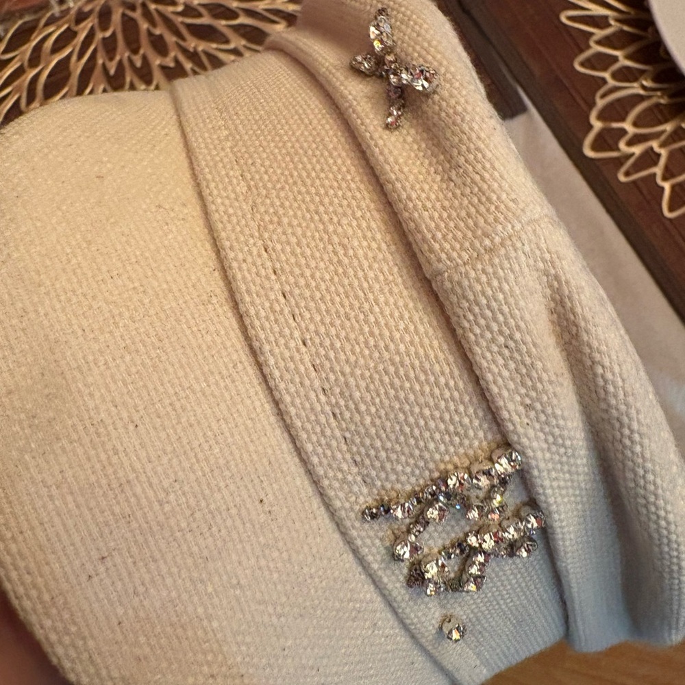 RB Diamond Studded Cream Hat